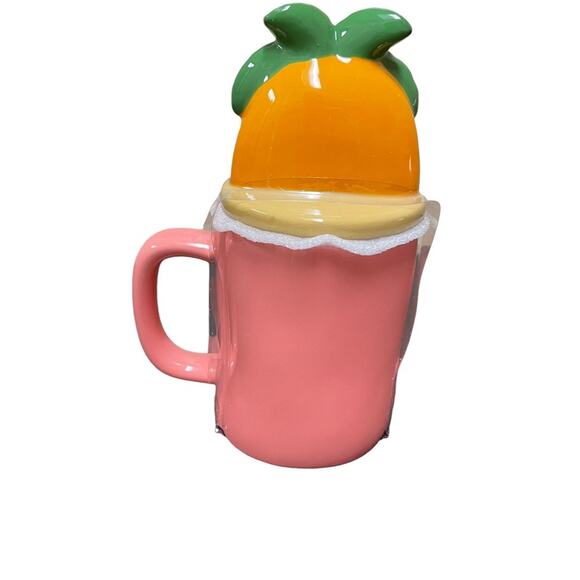 Rae Dunn Pink Sandals Season Ceramic Mug with Palm Tree Cover New in Box - Picture 3 of 6